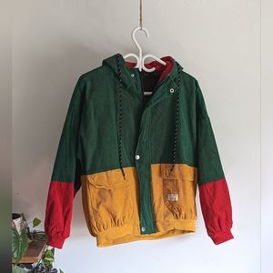 Color Blocked Corduroy Hooded Zaful Jacket